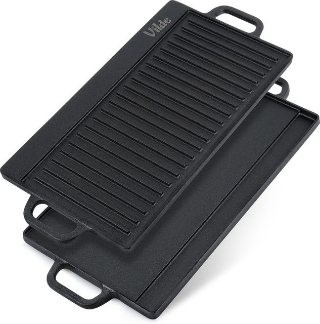 Vilde Grillplatte aus Gusseisen doppelseitig, Schwarz, B/T: 50,5 x 23,5 cm - Bild 1