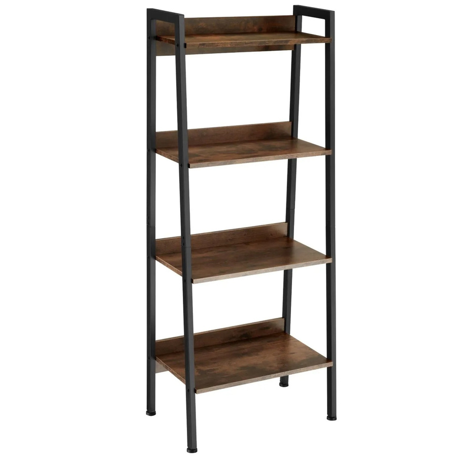 tectake Leiterregal Chatham Industrial Style aus Holz und Stahl in Braun mit 4 offenen Fächern und verstellbaren Einlegeböden, B/T/H: 57,5 x 34 x 138 cm - Bild 3