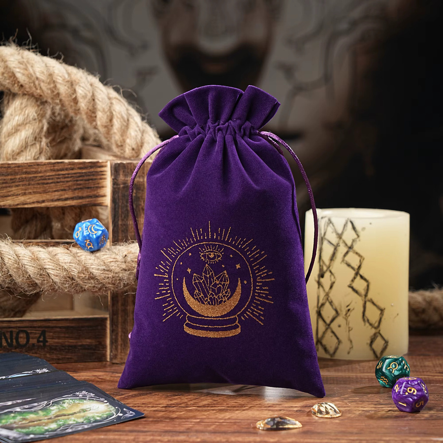 Samt Tarot Beutel mit Kordelzug für Karten und Brettspiele, B: 14 cm, H: 22 cm - Bild 2