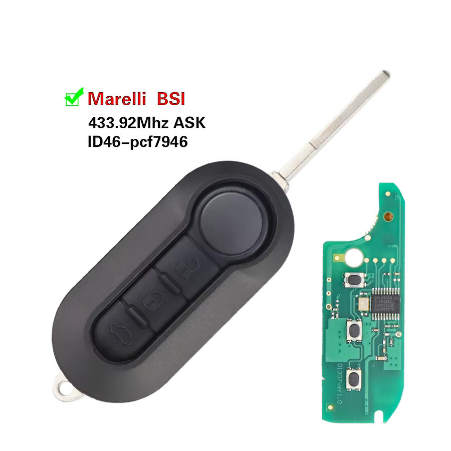 Marelli 433 MHz Auto Fernbedienung Schlüssel für Fiat 500 500L MPV Punto Doblo Qubo Grande Citroen Jumper Boxer Lancia Peugeot mit ID46 Chip in Schwarz - Bild 3