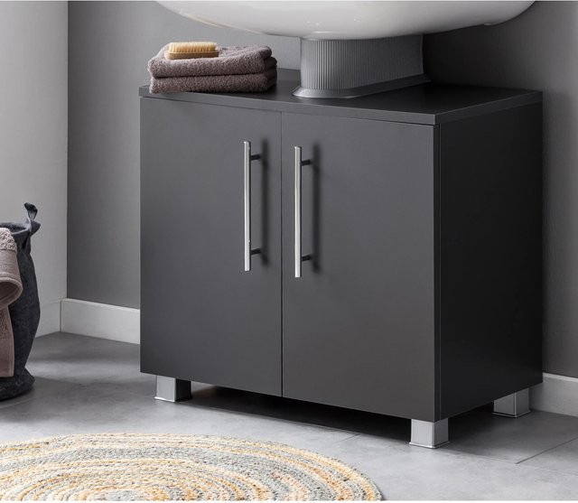 Badmobil Waschbeckenunterschrank modern in Anthrazit und Grau mit mattem Finish, Breite: 60 cm - Bild 1
