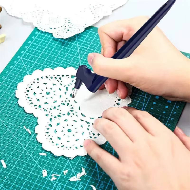 DIY-Bastelschneidewerkzeug mit 360-Grad-Stahl-Rotationsklinge und Sicherheitsschneidefunktion in Orange - Bild 5