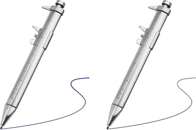 2-in-1 Kugelschreiber im Caliper-Stil aus Metall in Silber mit blauer Tinte - Bild 1