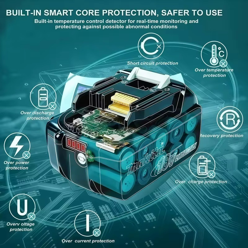 Makita 18V Li-Ionen-Akku BL1860B mit 6,0 Ah in Schwarz für alle LXT Elektrowerkzeuge - Bild 2