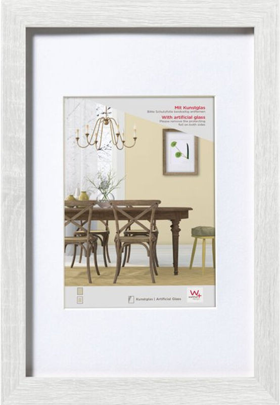 Walther Design Fiorito Holzrahmen mit Kunstglas und Passepartout, Weiß, B: 40 cm, H: 60 cm - Bild 1