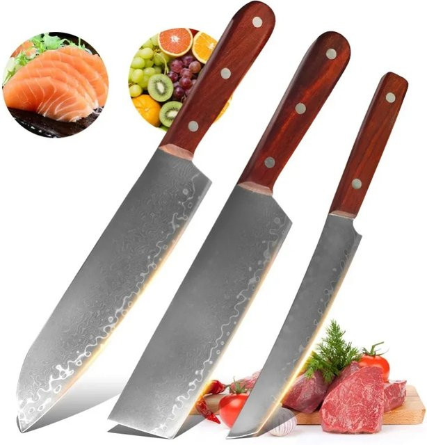 InLeung Damaskus Stahl Kochmesser mit Holzgriff für Fleisch und Sushi - Bild 1