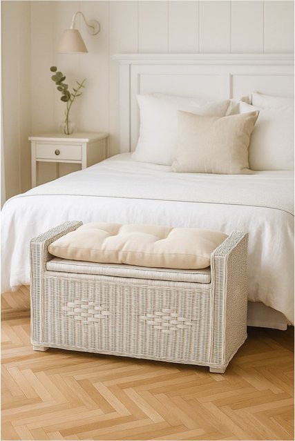 Möbel direkt online Rattansitztruhe mit Stauraum aus Rattan und Massivholz - Bild 1