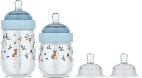 Mepal Mio Babyflaschen Starterset 4-teilig Little Dutch Forest Friends in Blau/Mehrfarbig mit breitem Flaschenhals - Bild 1