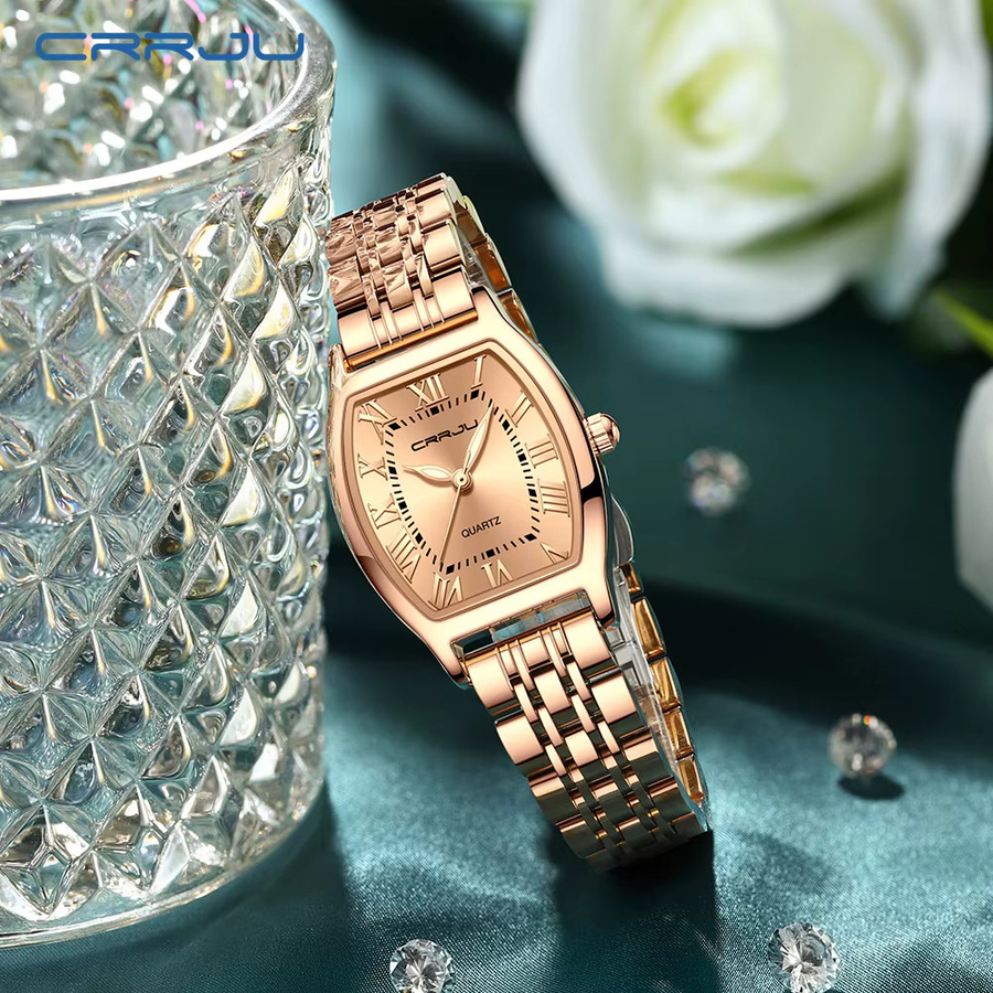 CRRJU Armbanduhr, Quarz, Edelstahl, Roségold, eckig, Damen - Bild 4