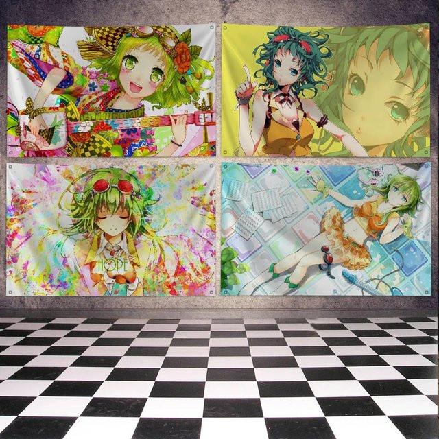 Megpoid Gumi Anime Flagge aus Polyester mit Vierloch-Aufhängung, Mehrfarbig, B/H: 50 x 70 cm - Bild 1