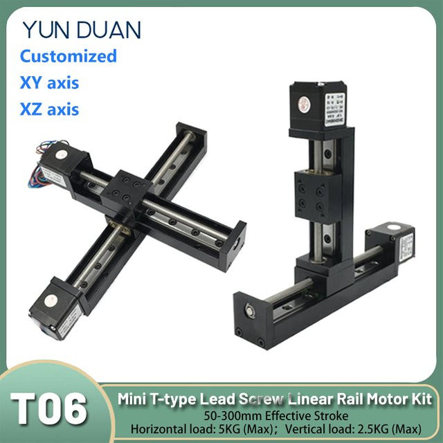 YunDuan Mini T-Typ Linearschiene Motorsatz XY/XZ Achse Schiebetisch in Schwarz mit 5 kg Traglast - Bild 1