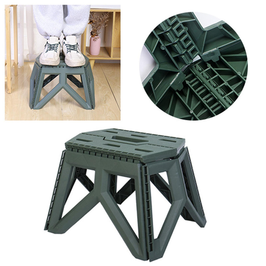 KONNWEI Klapptritt Hocker aus Kunststoff in Grün, tragbarer kleiner Hocker für Kinder, Camping und Outdoor - Bild 5