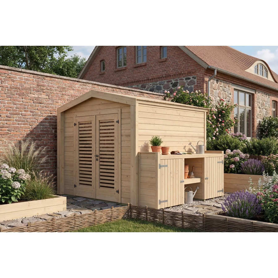 Weka Holz-Gartenhaus Killarney mit Satteldach in Natur Braun, B/T/H: 307 x 263 x 241 cm - Bild 2