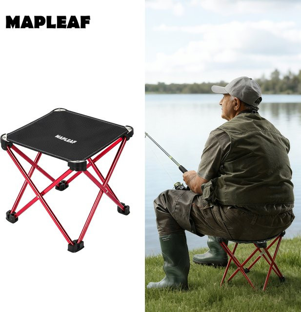 MAPLEAF Campinghocker, ultraleichter tragbarer Klapphocker in Rot für Outdoor, Picknick und Angeln - Bild 1