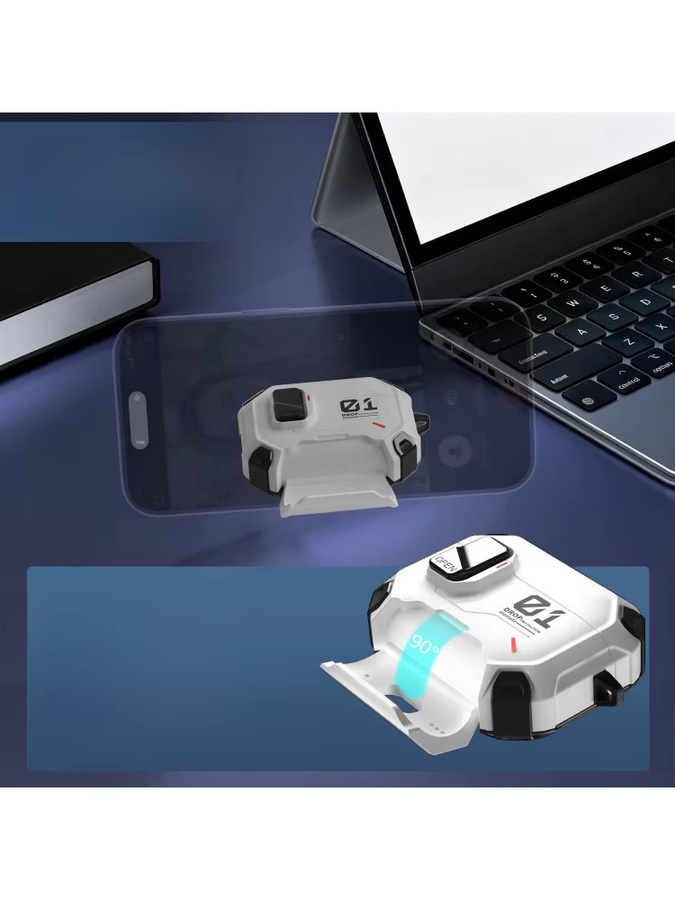 Harte Schutzhülle für Apple AirPods Pro 2 und AirPods 4 mit Magnetverschluss und integriertem Telefonständer in Schwarz oder Weiß - Bild 6