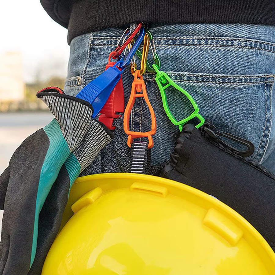 Multifunktionaler Handschuh-Clip und Kleiderbügel-Halter als Sicherheits-Arbeitswerkzeug in Orange - Bild 2