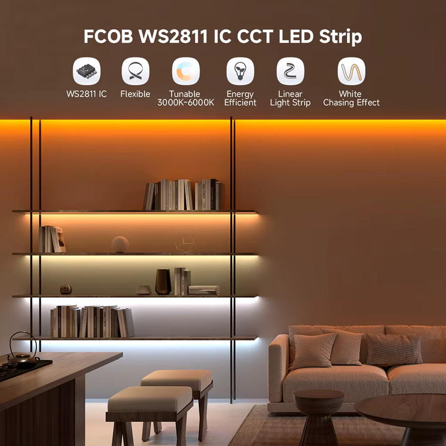 BTF-LIGHTING FCOB CCT IC LED-Lichtstreifen WS2811 adressierbar, 576 LEDs, 2700K bis 6500K, Breite: 10 mm, DC24V, multicolor, Hochdichte COB LED-Leuchten mit RA90 - Bild 2