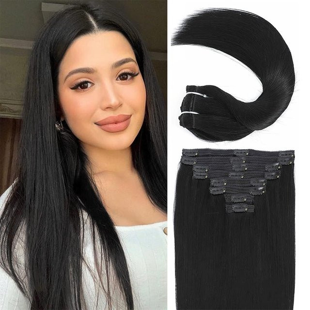 xbeauty Clip-Ins Echthaarverlängerungen, 120 g, Schwarz, Damen - Bild 1