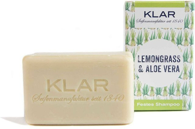 KLAR Festes Shampoo Lemongrass & Aloe Vera, fettiges Haar, 100g - Bild 1