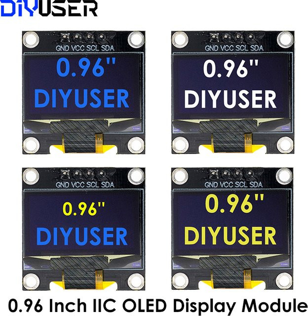 DIYUSER OLED Displaymodul 0,96 Zoll SSD1306 I2C 128x64 LCD-Bildschirmplatine in Weiß/Blau/Gelb-Blau - Bild 1