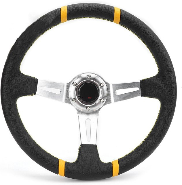 Neoglint Lenkradbezug zum Handnähen im Rennstil für Automobilmodifikationen, 35 cm, Grau/Schwarz - Bild 1