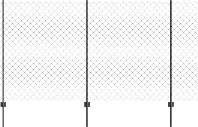 vidaXL Zaun mit Pfosten Grau aus Stahl und PVC, Höhe: 140 cm, Länge: 10 m - Bild 1