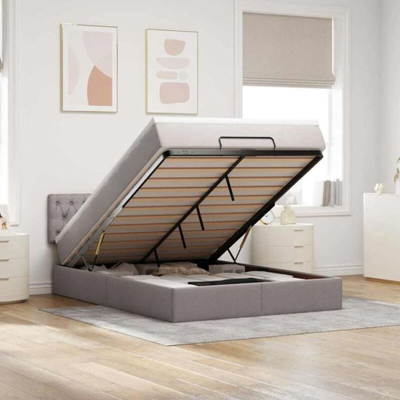 Polsterbett vidaxl mit Matratze und LED-Beleuchtung in Taupe Meliert, B/T/H: 140 x 190 x 88 cm - Bild 1