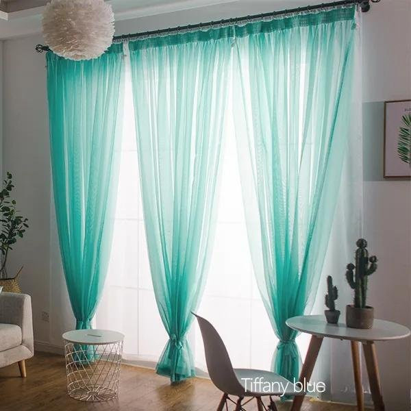 Big C Home Decor Tüll-Vorhang Tiffany Blau, Transparent, B: 100 cm, H: 200 cm - Bild 1