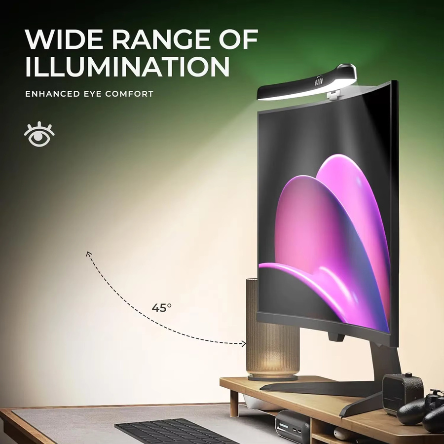 Gebogene Monitor Licht Bar mit RGB Hintergrundbeleuchtung und Touch-Steuerung in Schwarz für Gaming und Auge-Pflege - Bild 4
