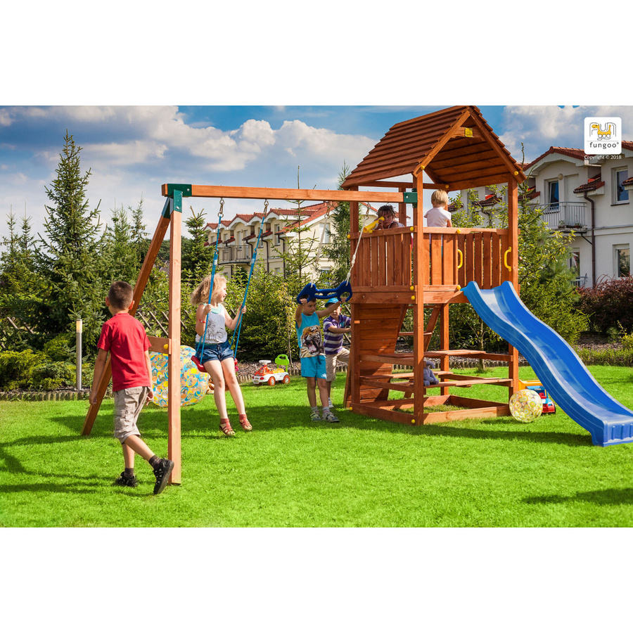 Fungoo Spielturm Joy Move + Step On Free Time in Teak - Bild 2