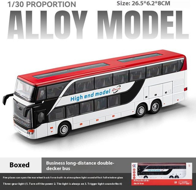 Linyi toy car Business Langstrecken Doppeldeckerbus, Metallmodellbus, 1:30, ab 14 Jahre - Bild 1