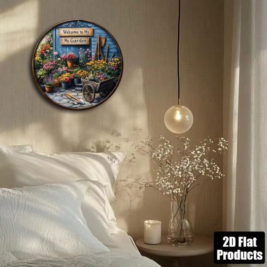 CIFBUY Rundes Aluminium-Metallschild mit Blumen-Motiv in Multicolour, Durchmesser: 20,32 cm - Bild 3
