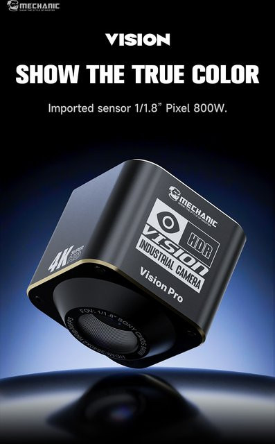 Mechanic Vision Pro Mikroskop Kamera mit Sony IMX678 Sensor, 4K 2K Auflösung, HDMI, USB Typ-C und C-Mount für Industrie, Labor und Chip-Reparatur, Schwarz - Bild 1