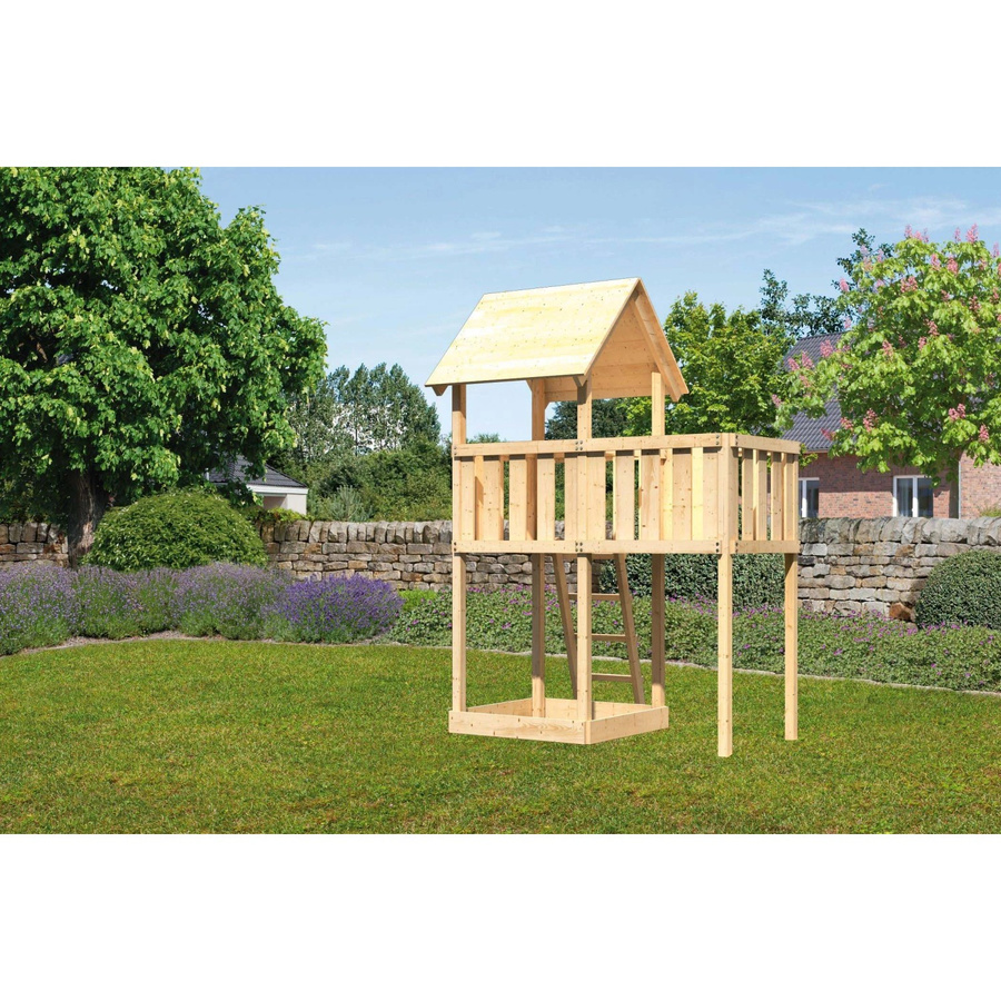 Karibu Spielturm Lotti Naturbelassen mit Sandkiste und Anbauplattform - Bild 2