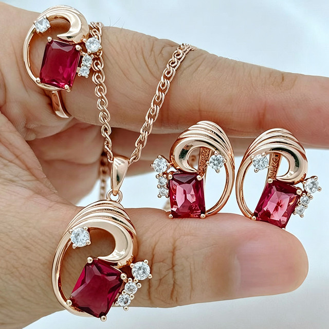 Kinel Schmuckset, 585 Gold, Roségold, Zirkonia, Damen - Bild 1