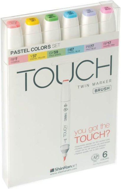 ShinHan TOUCH Twin Brush Marker Set in Pastellfarben, 6er Set, Multicolour - Bild 1