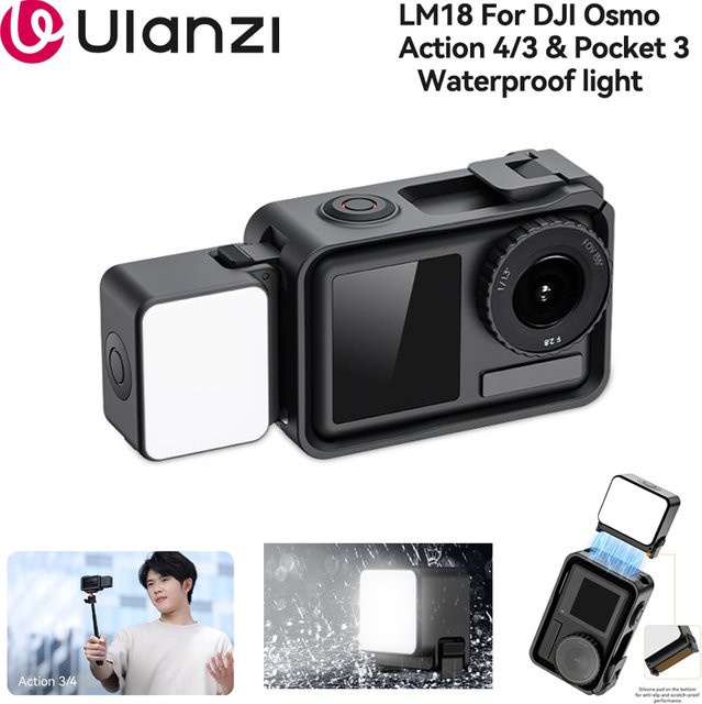 Ulanzi LM18 LED-Videoleuchte in Schwarz, IPX5 wasserdicht und magnetisch, 5600K, passend für DJI Osmo Action 5/4/3 und Osmo Pocket 3 - Bild 1