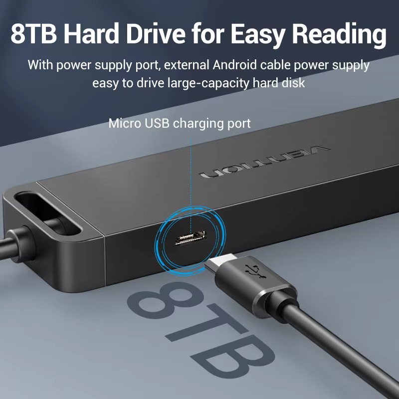 Vention USB-C-Hub 3.1 Multi-USB Adapter mit USB-A und Micro-USB Ladeanschluss in Schwarz - Bild 5