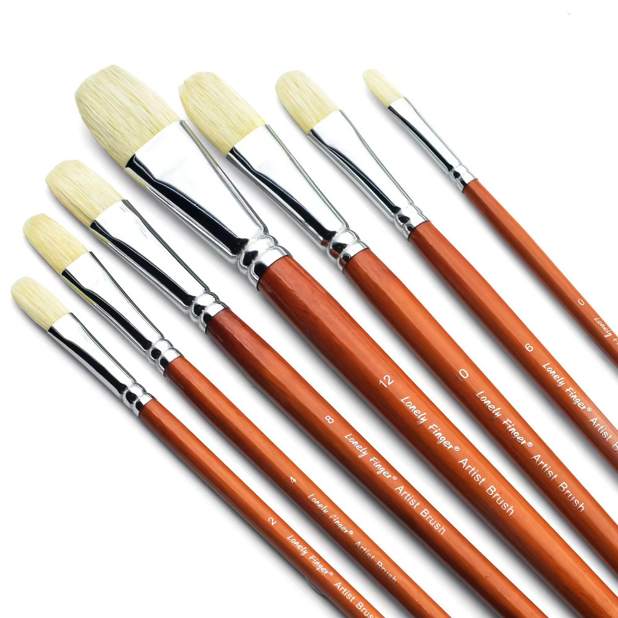 Lonely Finger Premium-Pinsel-Set mit natürlichen Schweineborsten und Holzgriffen für Acryl- und Ölgemälde, 7/14-teilig - Bild 4