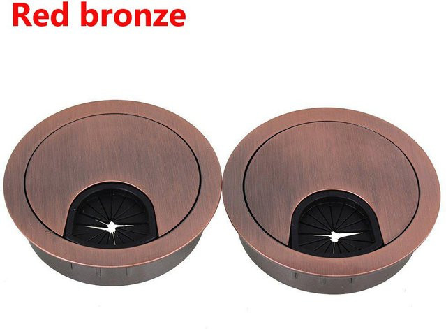 2-teiliges Set runde Tischlochabdeckung aus Zinklegierung von Binchi Outdoor Equipment in Braun, Kabelauslassanschluss für Schreibtisch mit Durchmesser: 53 mm - Bild 1