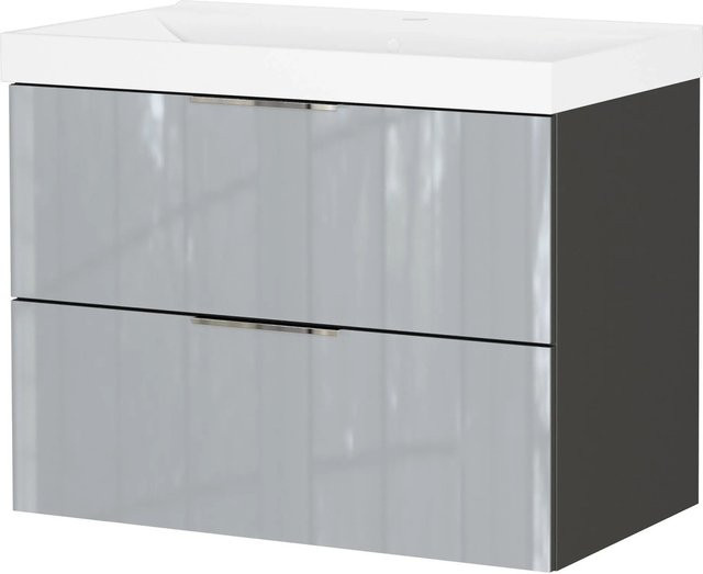 Germania Waschtischunterschrank mit Becken in Graphit und Grau, modernes Design, B/T/H: 81 x 47 x 65 cm - Bild 1