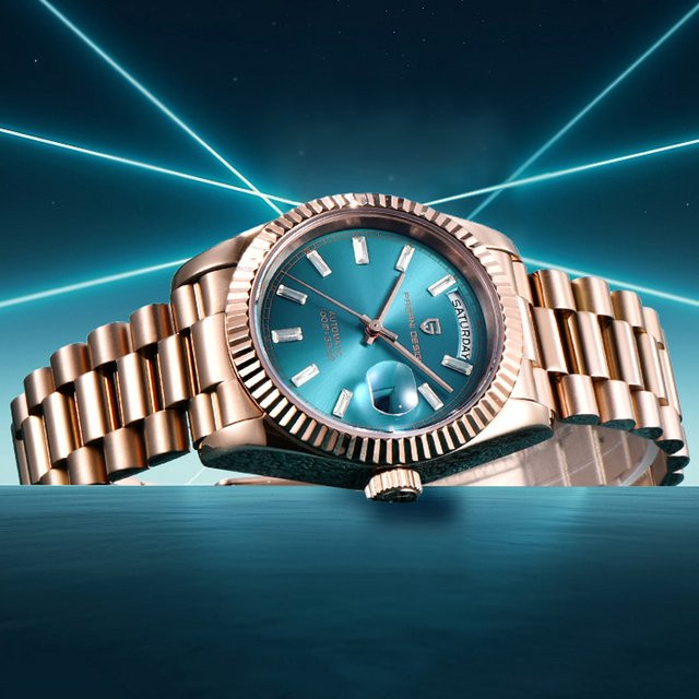 PAGANI DESIGN Armbanduhr, Automatik, Edelstahl, Gold, Blau, Herren - Bild 1