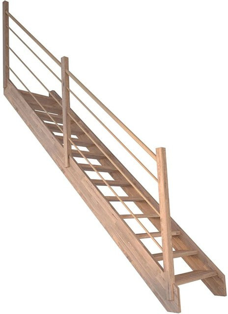 StarWood Treppe Mykonos Pro Eiche Gerade in Holz-Design, Farbe Braun, B/T/H: 280 x 90 x 23 cm - Bild 1