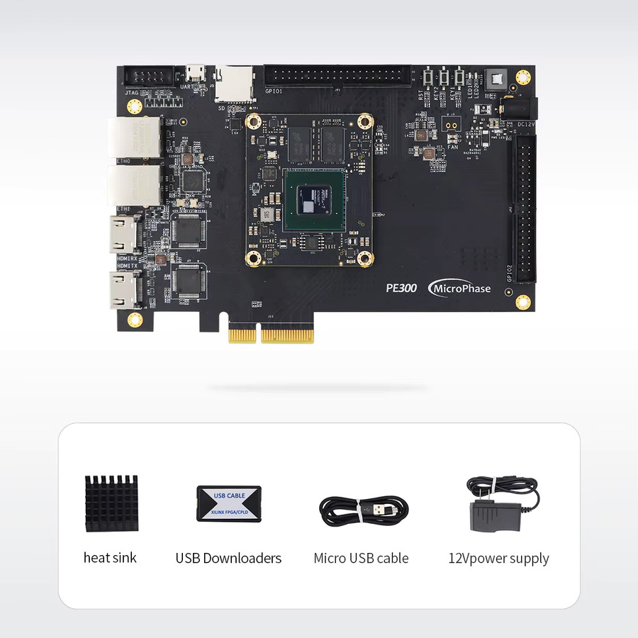 Mikrophase PE300 Xilinx FPGA Entwicklungsboard Artix-7 Kernplatine mit PCIe-Schnittstelle in Schwarz - Bild 3