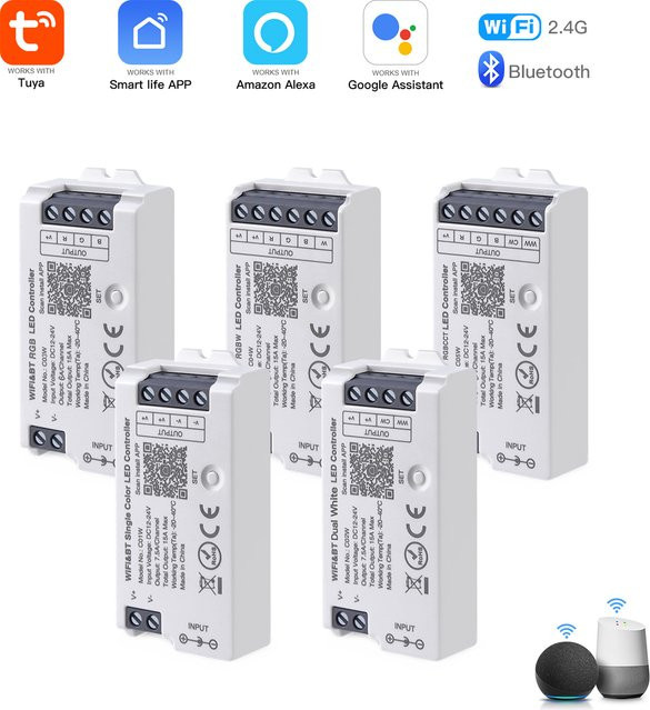 Rybakov Smart Home RGBW-LED-Controller mit Tuya WLAN und Bluetooth für DC12–24 V CCT LED-Streifen in Weiß - Bild 1