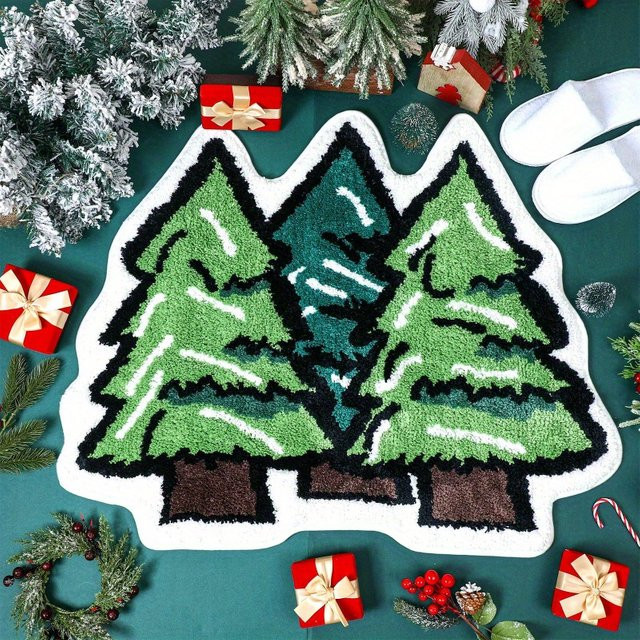 VIKAMA Weihnachtsteppich aus Bio-Baumwolle für Wohnzimmer, Schlafzimmer oder Badezimmer, B/T/H: 40 x 40 x 40 cm - Bild 1