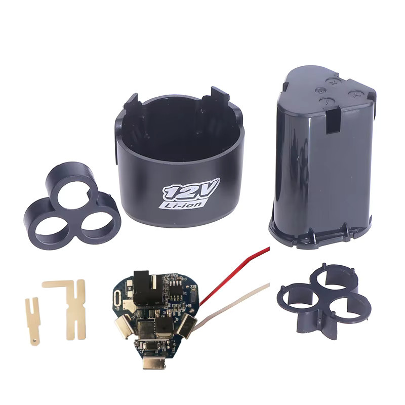 JETTING BMS 18650 Lithium-Akku-Gehäuse mit Halterung und 3S 12V DC Schutzplatine für Handbohrmaschinen, Schwarz - Bild 2