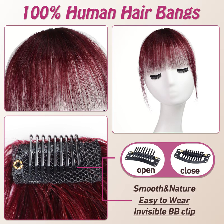 HAIRCUBE Echthaar-Pony Clips, Weinrot Ombre, Damen - Bild 4