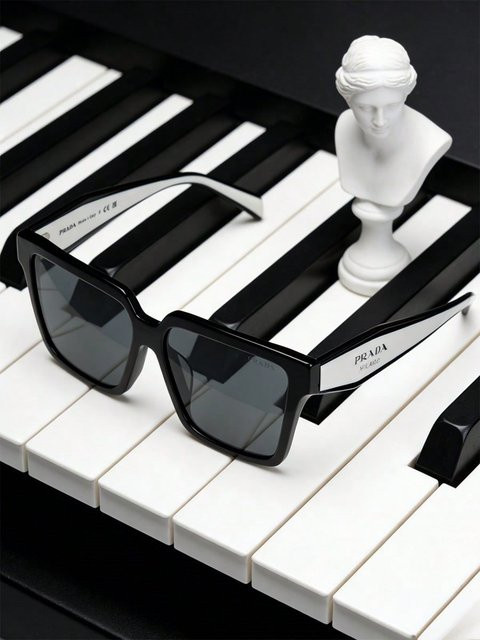 Prada SPR24ZF Sonnenbrille, Quadratisch, Vollrand, Acetat, Schwarz - Bild 1