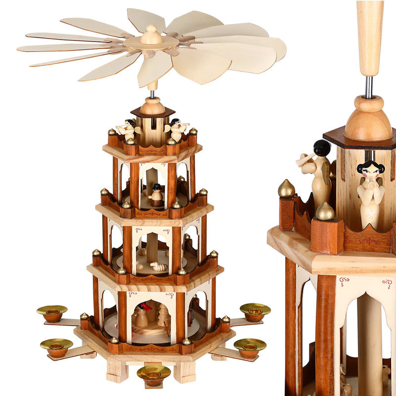 Spielwerk® Kerstpiramide XL in klassischem Holzdesign, Braun, Höhe: 60 cm, Breite: 20 cm, Tiefe: 20 cm - Bild 2